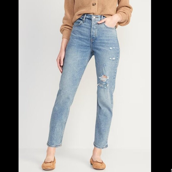 Old Navy Extra High-Rise Sky-Hi Straight Jean Light Wash 0 - Picture 1 of 12